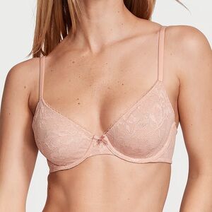 BODY BY VICTORIA Invisible Lift Unlined Lace Demi Bra Nude Macaron